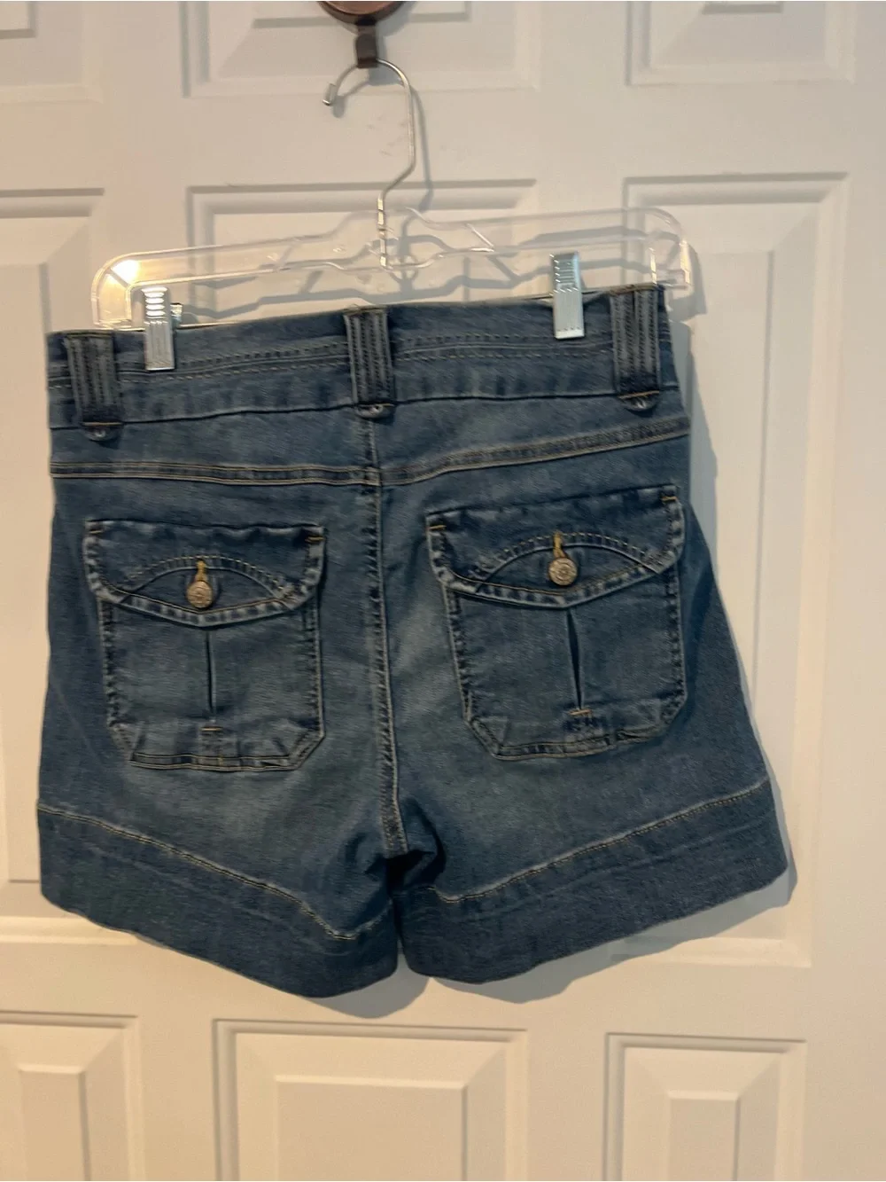 one 5 one Washed Blue Denim Jean Shorts